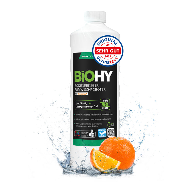 BiOHY floor cleaner for wiping robots, organic cleaner, floor wiping care, non-foaming floor cleaner