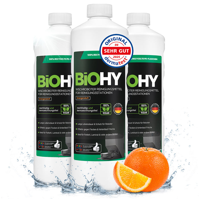 BiOHY Mopping robot cleaning agent for cleaning stations, cleaner for mopping robots, non-mudding floor cleaner, organic concentrate