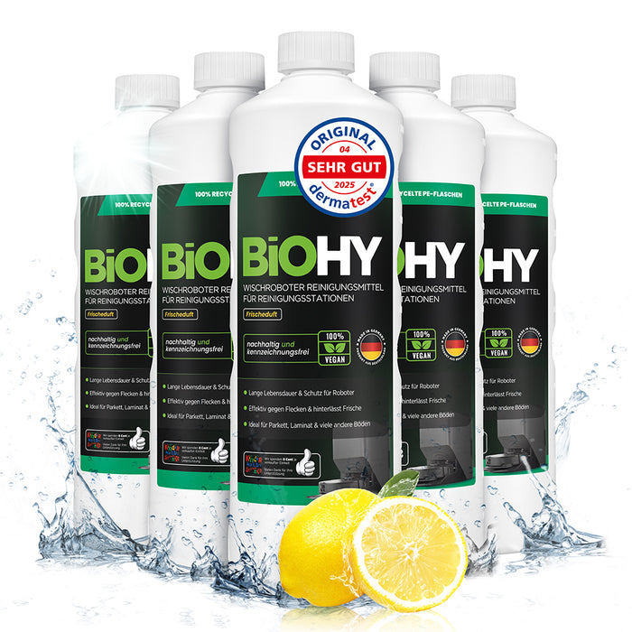 BiOHY Nettoyant pour stations de nettoyage de robots d'essuyage, Nettoyant pour robots d'essuyage, Nettoyant pour sols non polluant, Bio concentré