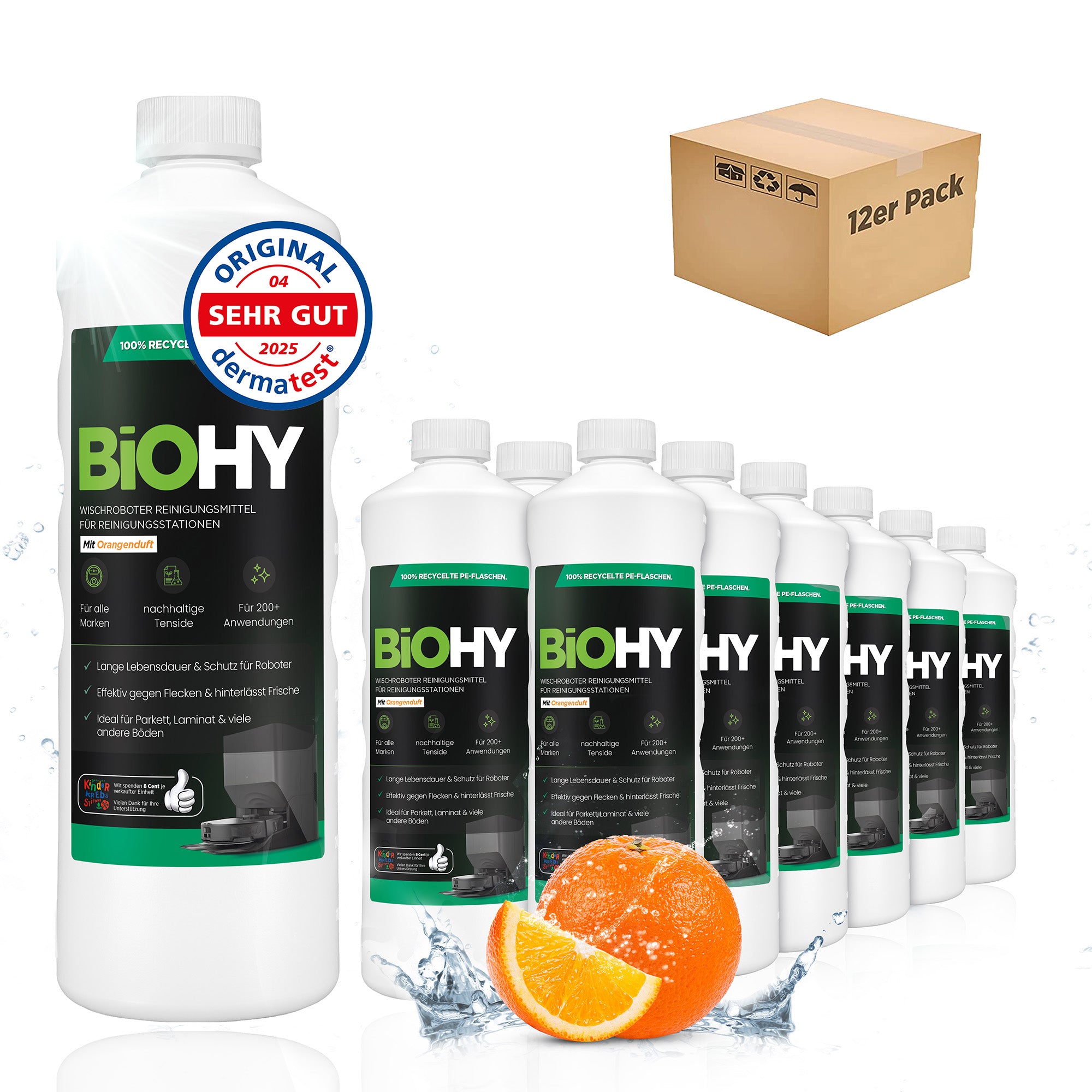 BiOHY Mopping robot cleaning agent for cleaning stations, cleaner for mopping robots, non-mudding floor cleaner, organic concentrate