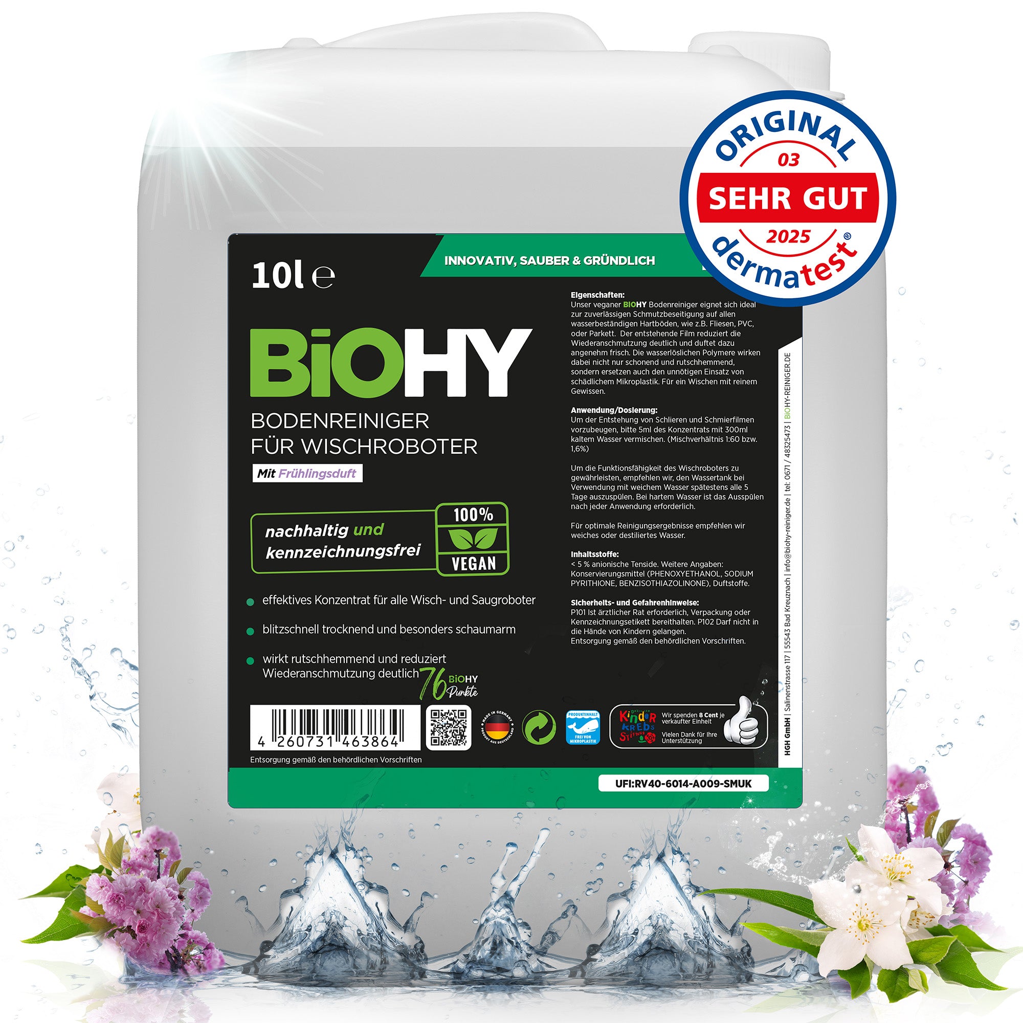 BiOHY floor cleaner for wiping robots, organic cleaner, floor wiping care, non-foaming floor cleaner