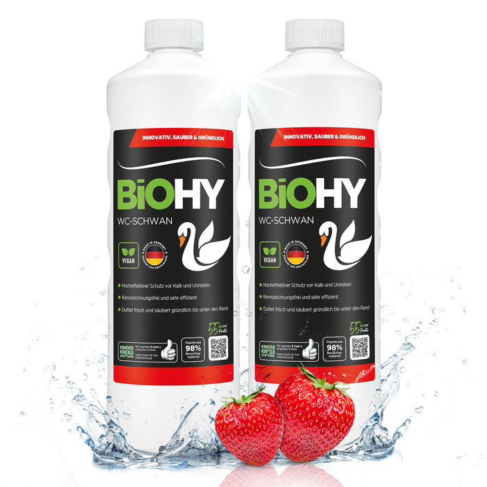 BiOHY WC-Schwan, Toilettenreiniger, WC-Ente, Kloreiniger – gegen Kalk & Urinstein, hygienisch & vegan (Produktflasche)