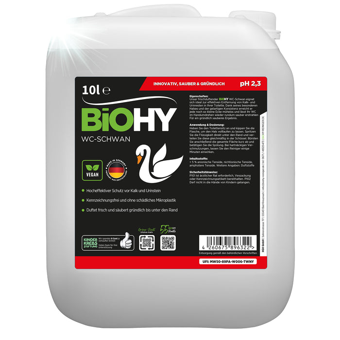 BiOHY WC Swan, Détartrant urinaire, Nettoyant WC, Nettoyant pour toilettes, B2B