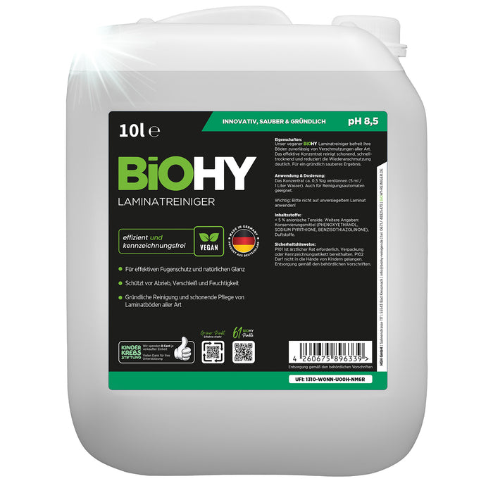 BiOHY Laminatreiniger 10L (B2B) – umweltfreundlich, vegan & Made in Germany (Produktflasche)