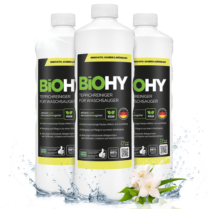BiOHY carpet cleaner for vacuum cleaners, carpet shampoo, textile cleaners, carpet steam cleaners