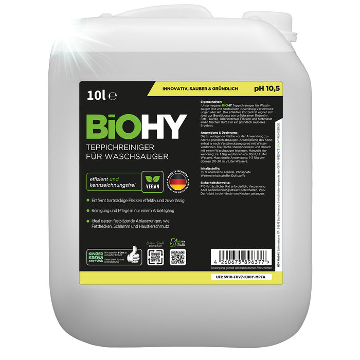 BiOHY carpet cleaner for vacuum cleaners, carpet shampoo, textile cleaners, carpet steam cleaners