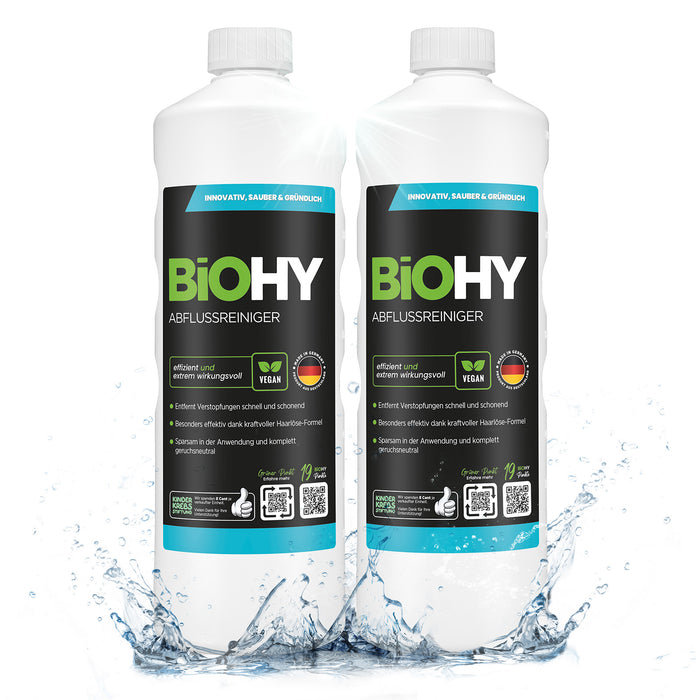 BiOHY Abflussreiniger – umweltfreundlich, vegan & Made in Germany (Anwendung)