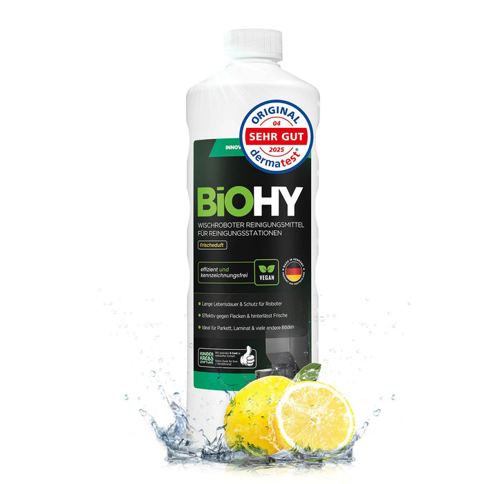 BiOHY Mopping robot cleaning agent for cleaning stations, cleaner for mopping robots, non-mudding floor cleaner, organic concentrate
