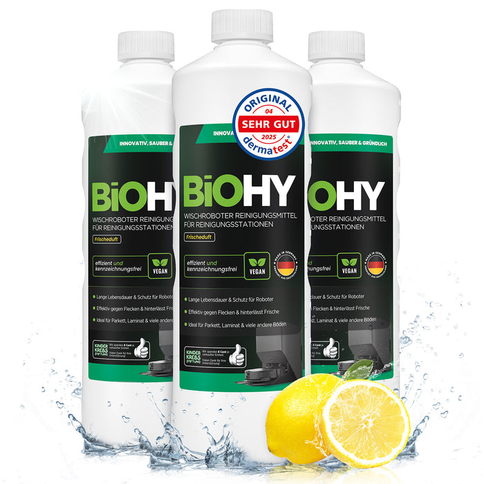 BiOHY Mopping robot cleaning agent for cleaning stations, cleaner for mopping robots, non-mudding floor cleaner, organic concentrate