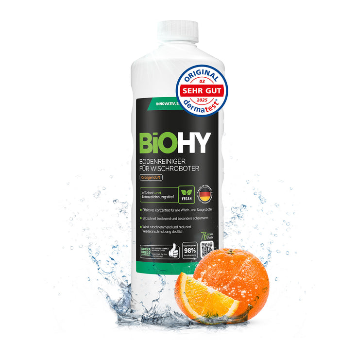 BiOHY floor cleaner for wiping robots, organic cleaner, floor wiping care, non-foaming floor cleaner