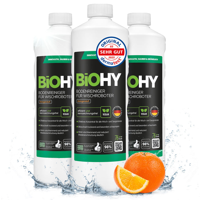BiOHY floor cleaner for wiping robots, organic cleaner, floor wiping care, non-foaming floor cleaner