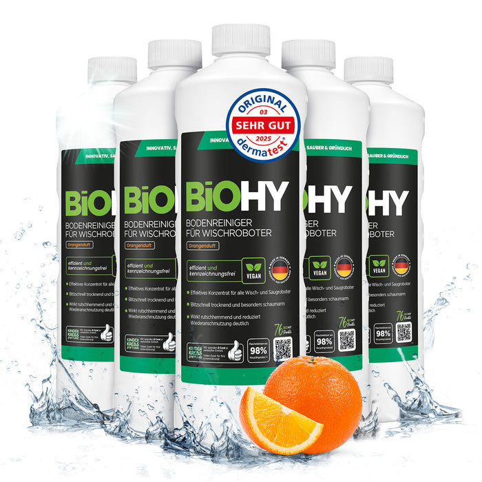 BiOHY floor cleaner for wiping robots, organic cleaner, floor wiping care, non-foaming floor cleaner