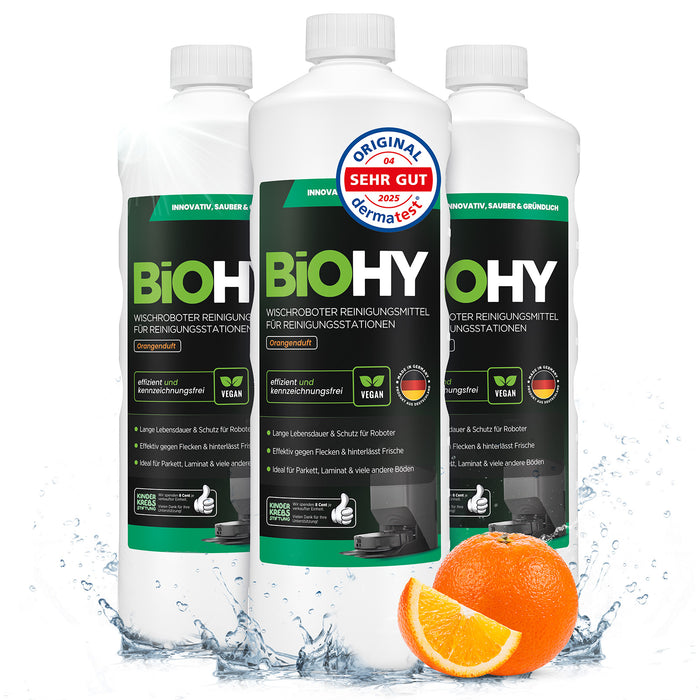 BiOHY Mopping robot cleaning agent for cleaning stations, cleaner for mopping robots, non-mudding floor cleaner, organic concentrate