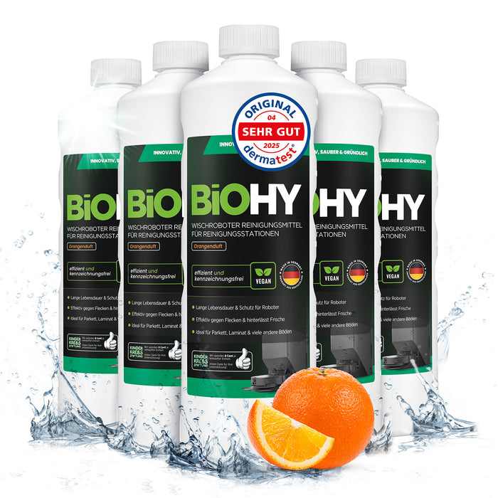 BiOHY Mopping robot cleaning agent for cleaning stations, cleaner for mopping robots, non-mudding floor cleaner, organic concentrate
