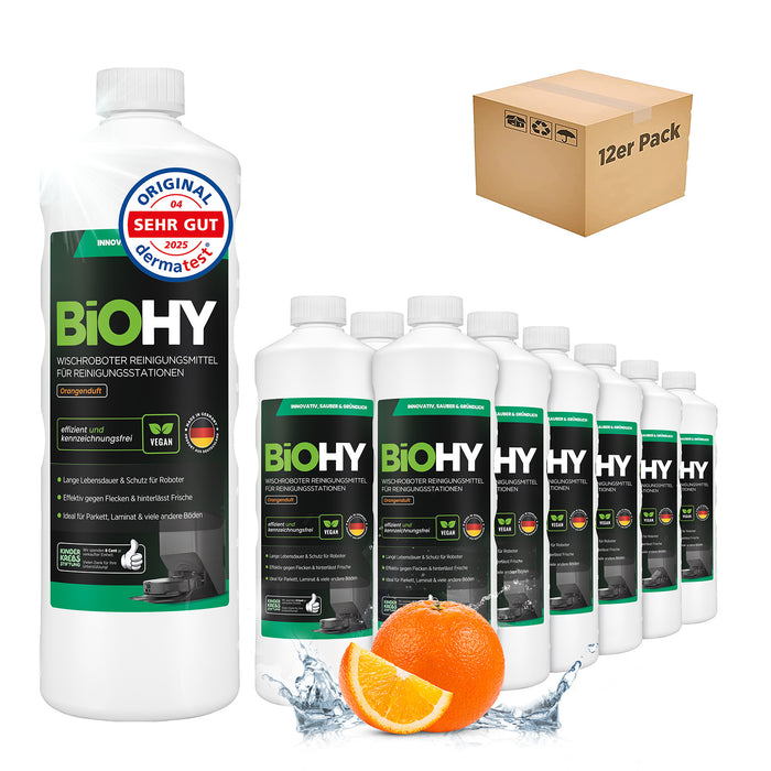 BiOHY Mopping robot cleaning agent for cleaning stations, cleaner for mopping robots, non-mudding floor cleaner, organic concentrate