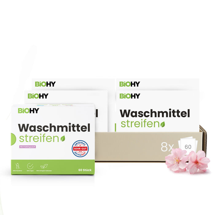 BiOHY Waschmittel Blätter mit Frühlingsduft – 8er Pack
