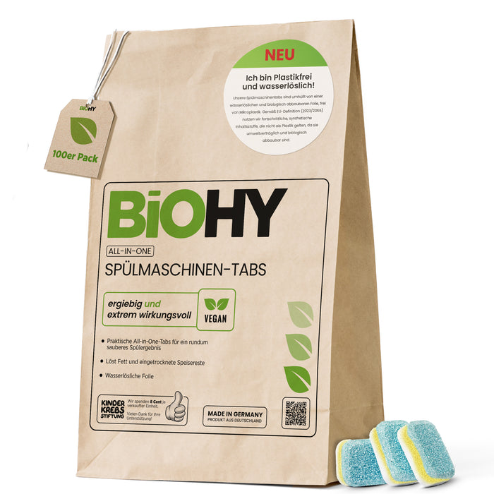 BiOHY Tout-en-un Pastilles pour lave-vaisselle, Pastilles pour lave-vaisselle, Pastilles pour lave-vaisselle