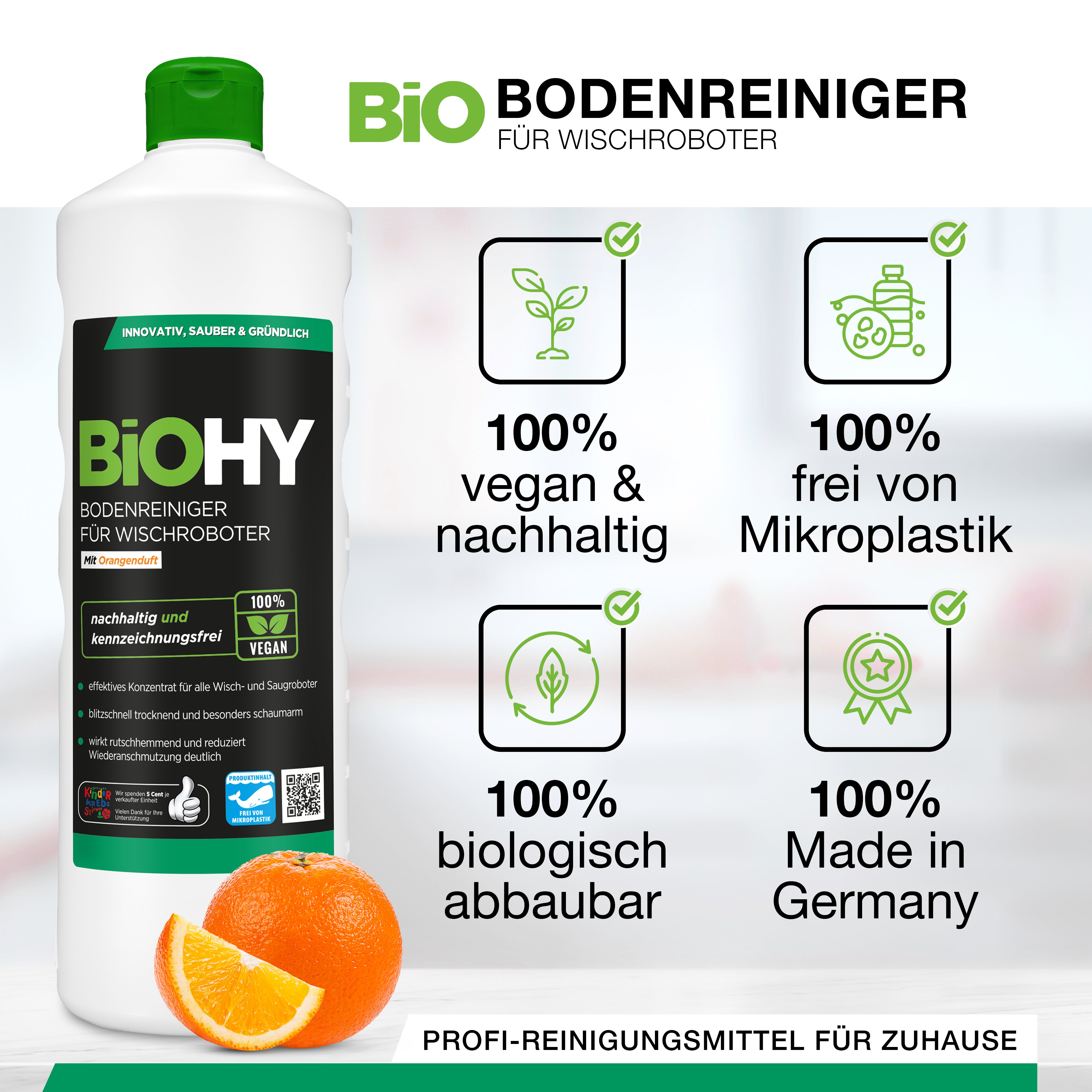 BiOHY Nettoyant sols pour robots de nettoyage, Nettoyant bio, Entretien des sols, Nettoyant sols non moussant