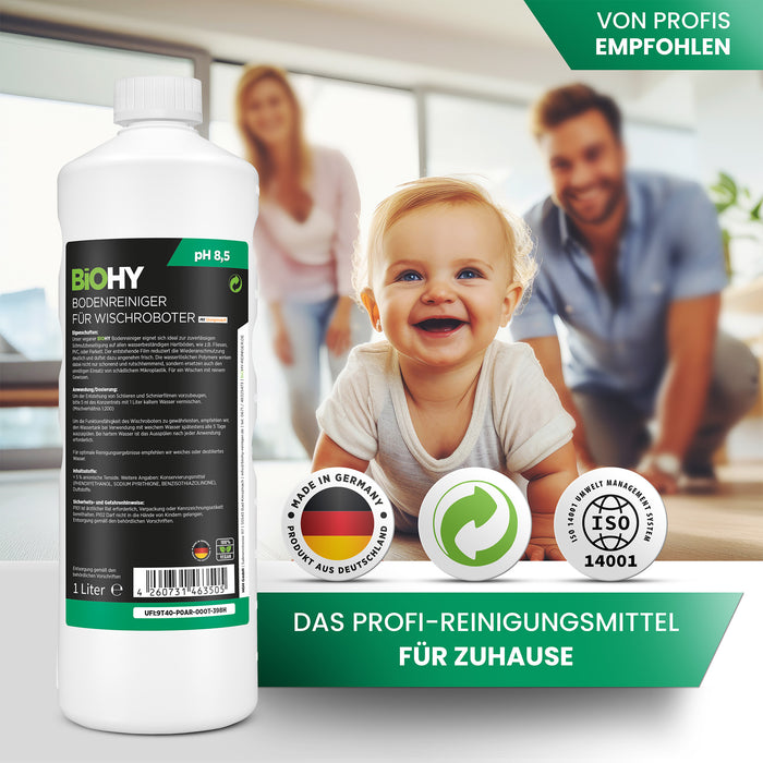 BiOHY floor cleaner for wiping robots, organic cleaner, floor wiping care, non-foaming floor cleaner