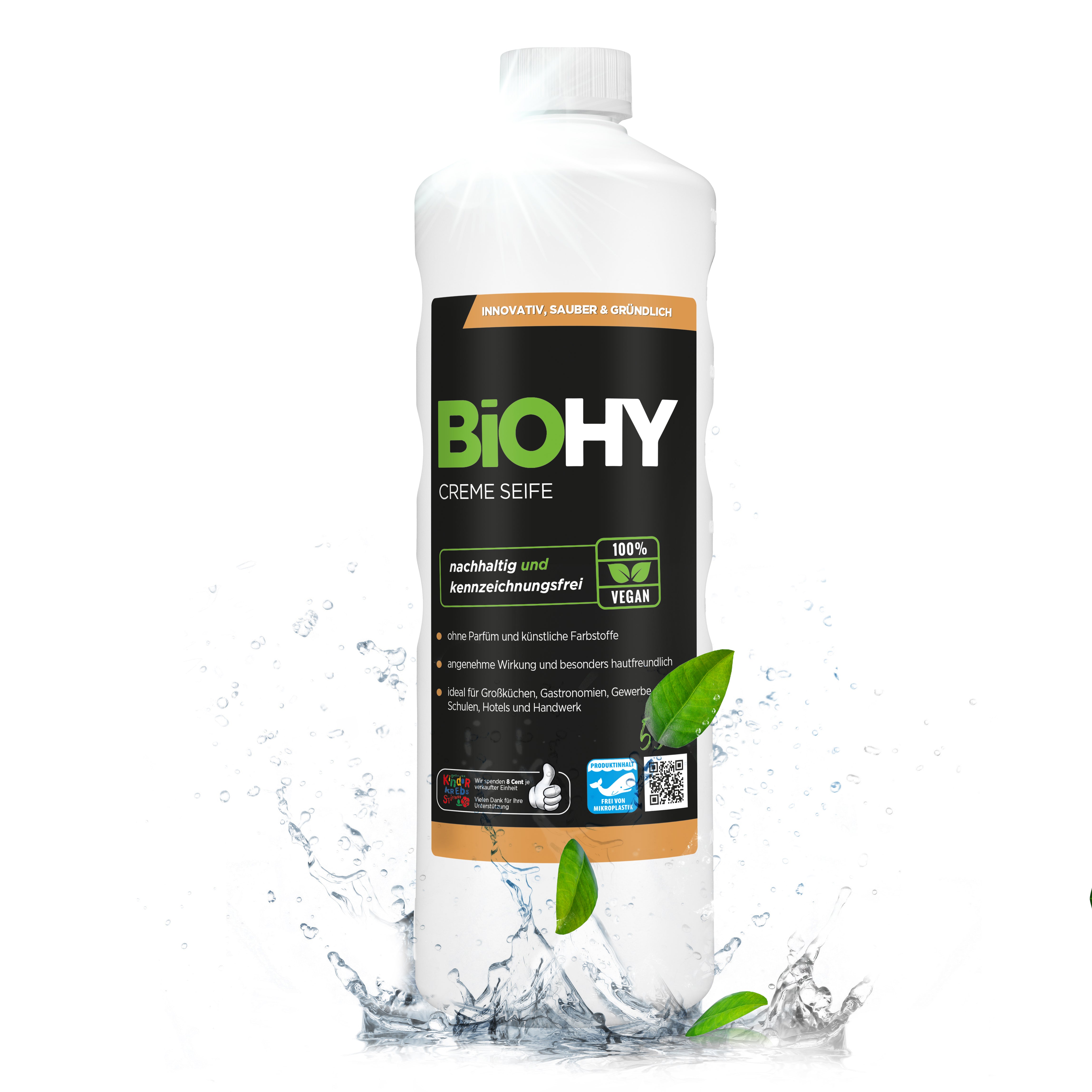 Savon crème BiOHY, Lotion lavante douce pour la peau, Savon pour les mains sans phosphate, Crème de savon relipidante