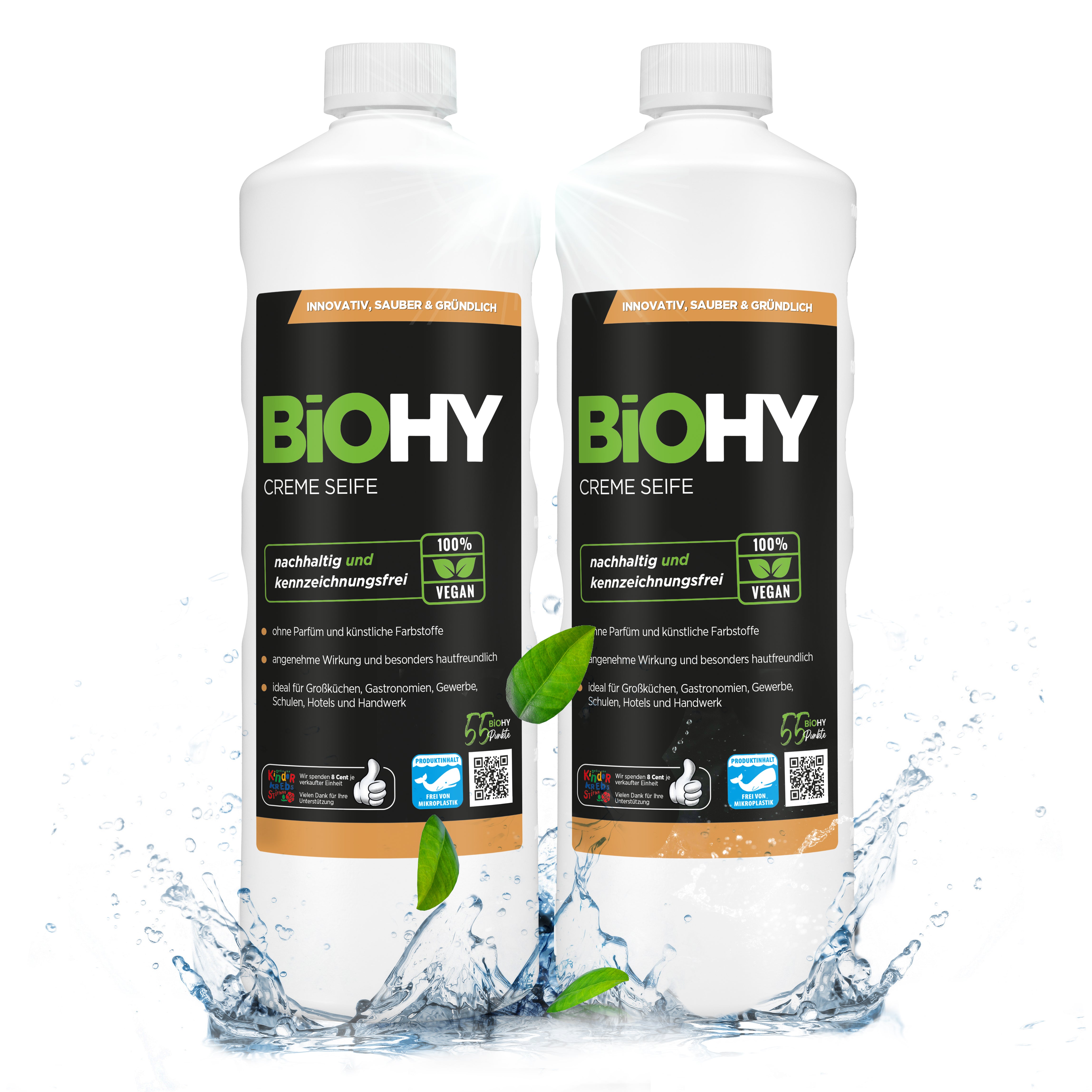 Savon crème BiOHY, Lotion lavante douce pour la peau, Savon pour les mains sans phosphate, Crème de savon relipidante