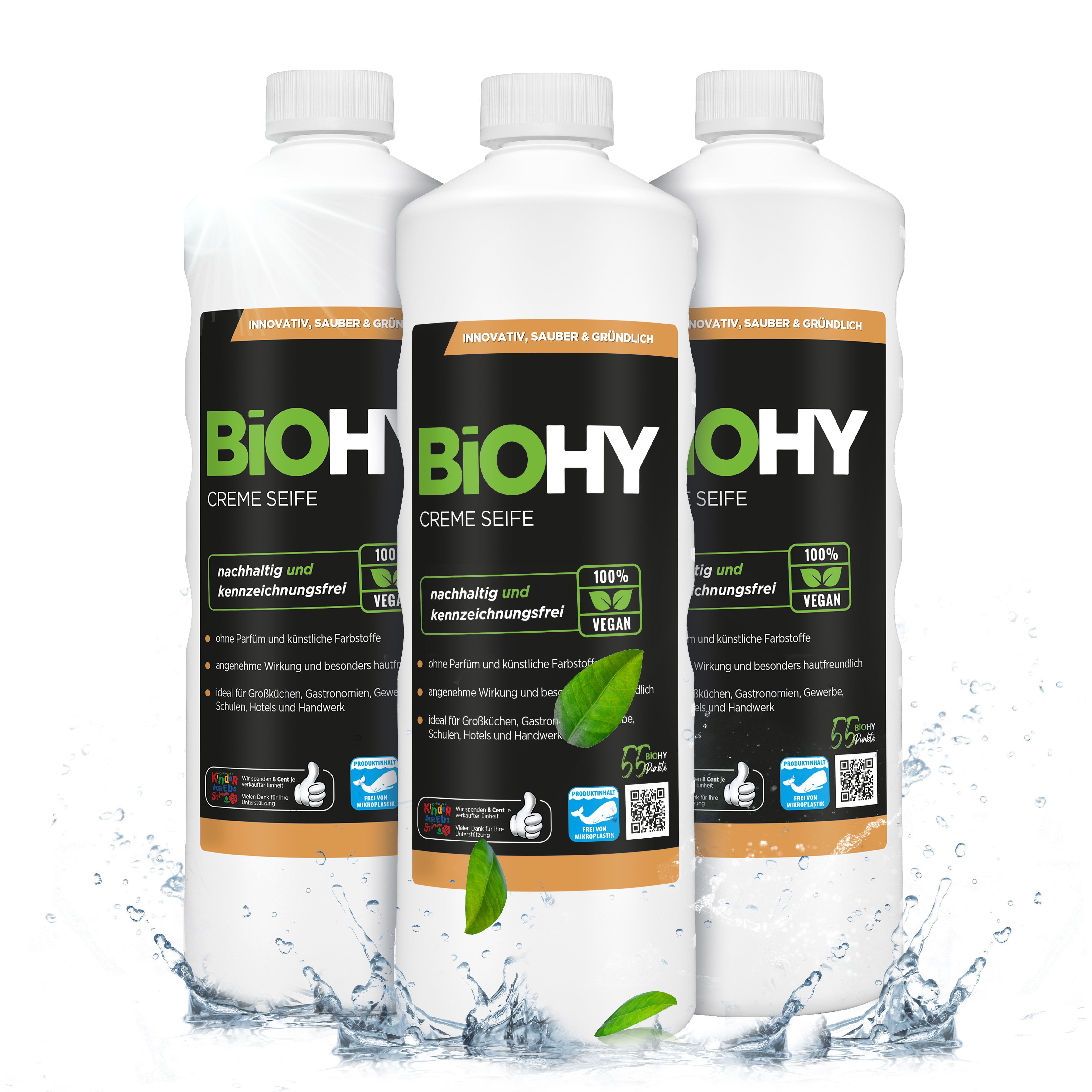 Savon crème BiOHY, Lotion lavante douce pour la peau, Savon pour les mains sans phosphate, Crème de savon relipidante