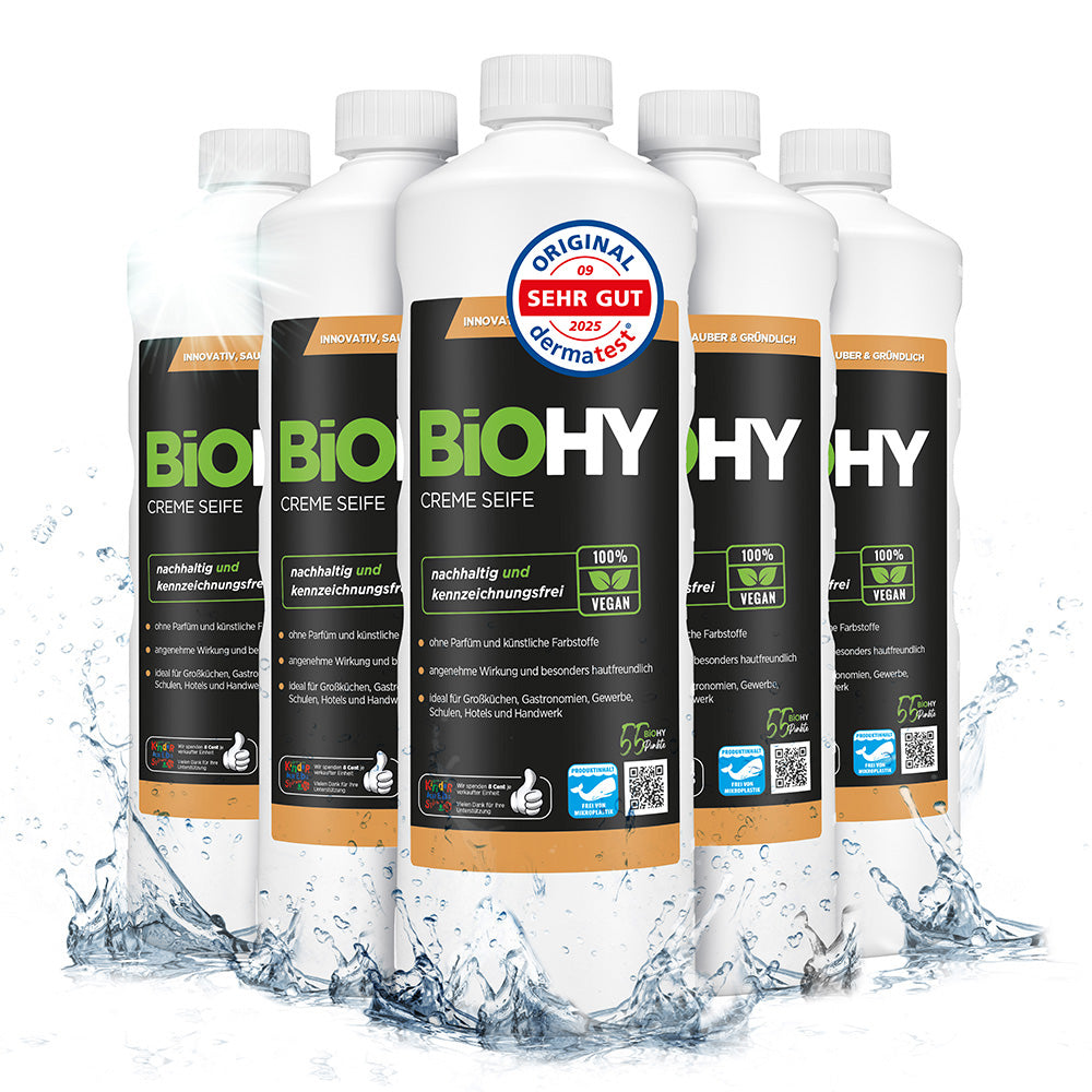 Savon crème BiOHY, Lotion lavante douce pour la peau, Savon pour les mains sans phosphate, Crème de savon relipidante