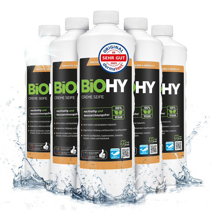 Savon crème BiOHY, Lotion lavante douce pour la peau, Savon pour les mains sans phosphate, Crème de savon relipidante