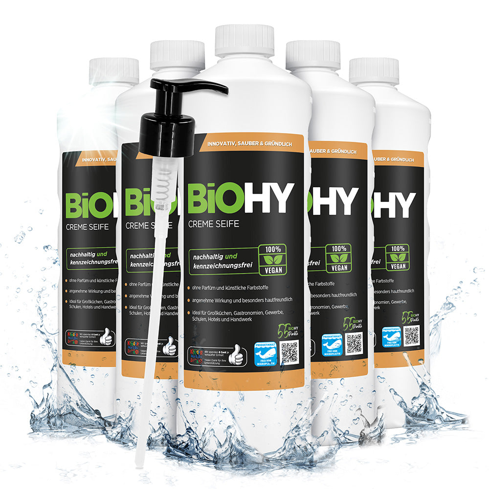 Savon crème BiOHY, Lotion lavante douce pour la peau, Savon pour les mains sans phosphate, Crème de savon relipidante