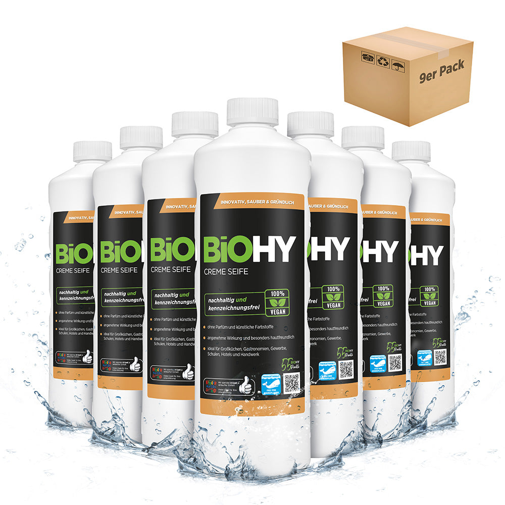 Savon crème BiOHY, Lotion lavante douce pour la peau, Savon pour les mains sans phosphate, Crème de savon relipidante