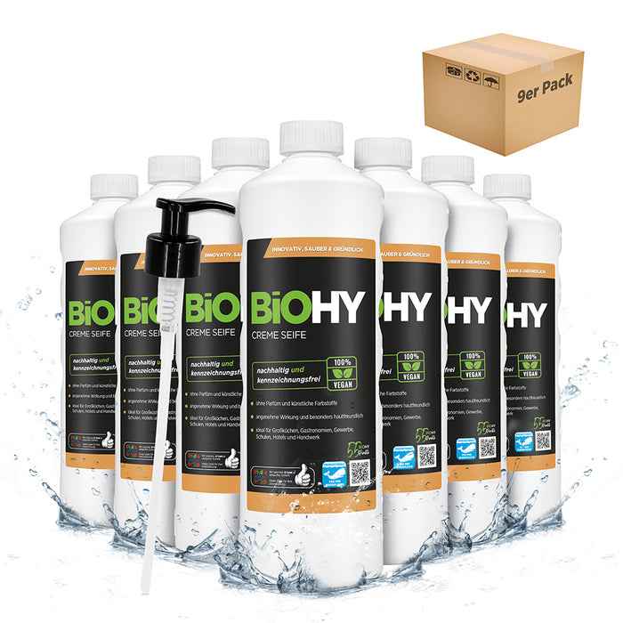 Savon crème BiOHY, Lotion lavante douce pour la peau, Savon pour les mains sans phosphate, Crème de savon relipidante