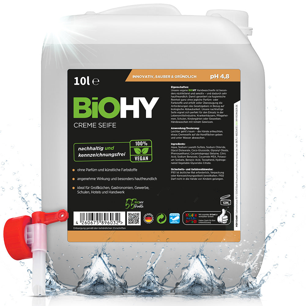 Savon crème BiOHY, Lotion lavante douce pour la peau, Savon pour les mains sans phosphate, Crème de savon relipidante