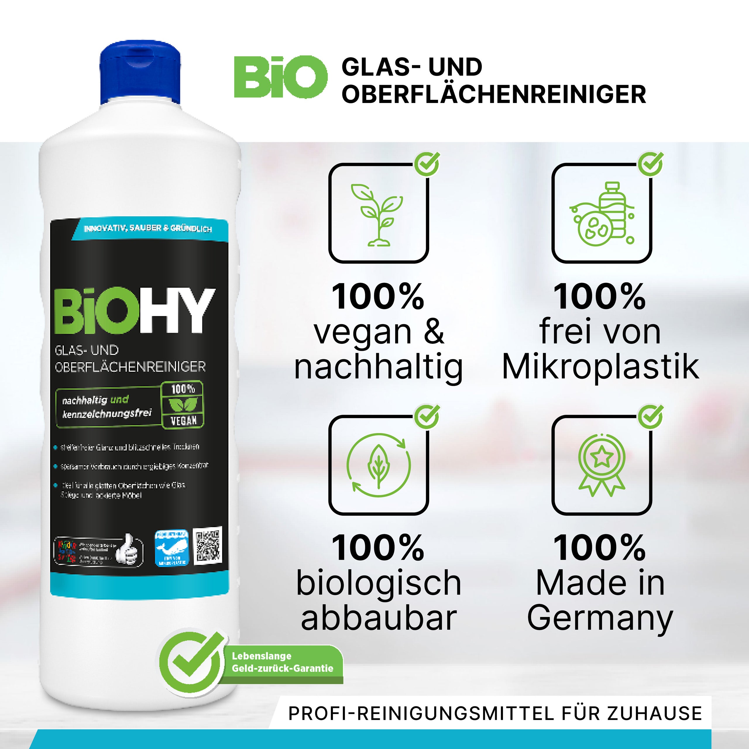 BiOHY nettoyant pour vitres et surfaces, nettoyant pour vitres, nettoyant pour surfaces, nettoyant pour vitres