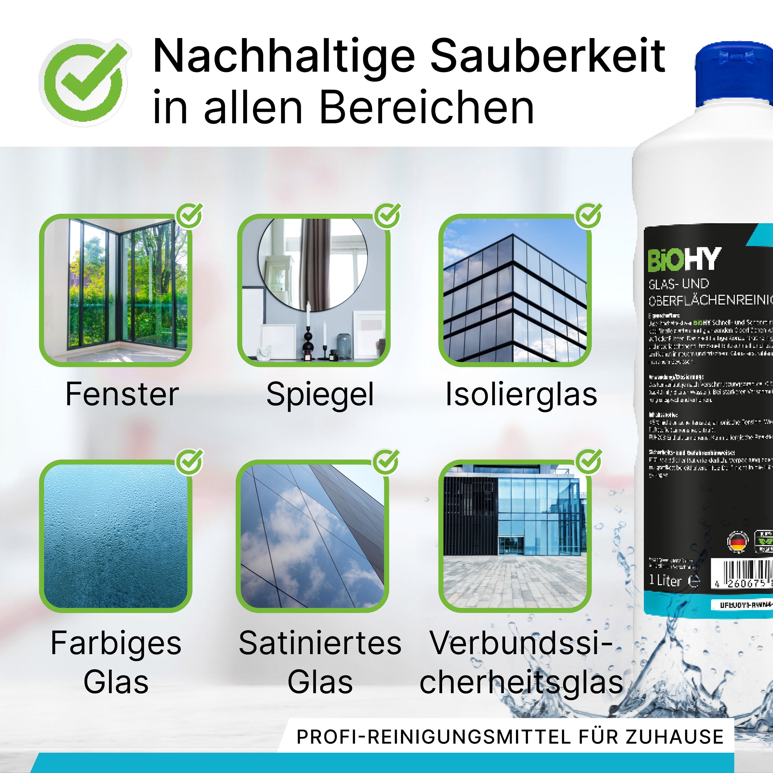 BiOHY glass and surface cleaner, glass cleaner, surface cleaner, window cleaning agent