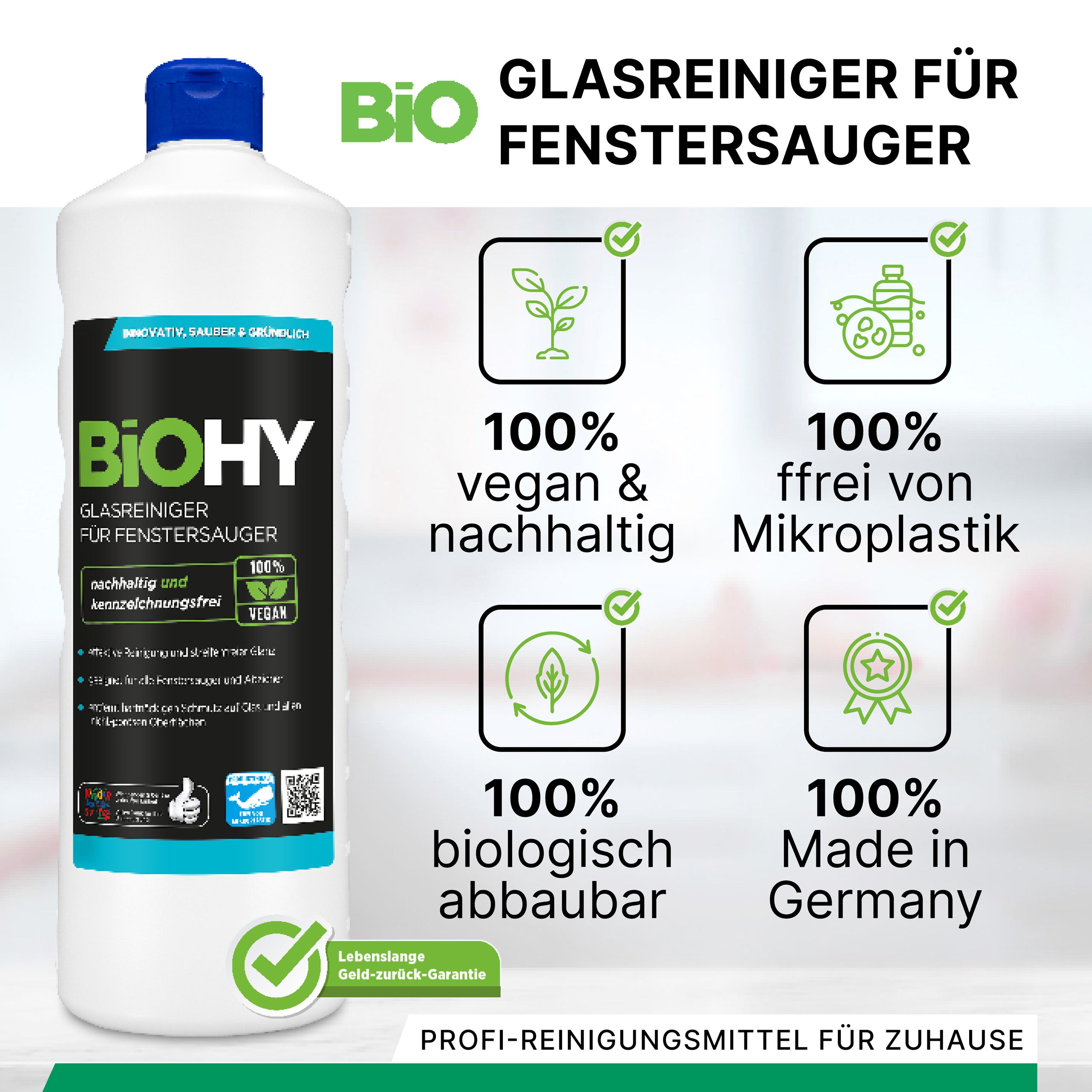 BiOHY Nettoyant pour vitres pour aspirateur de vitres, nettoyant pour vitres