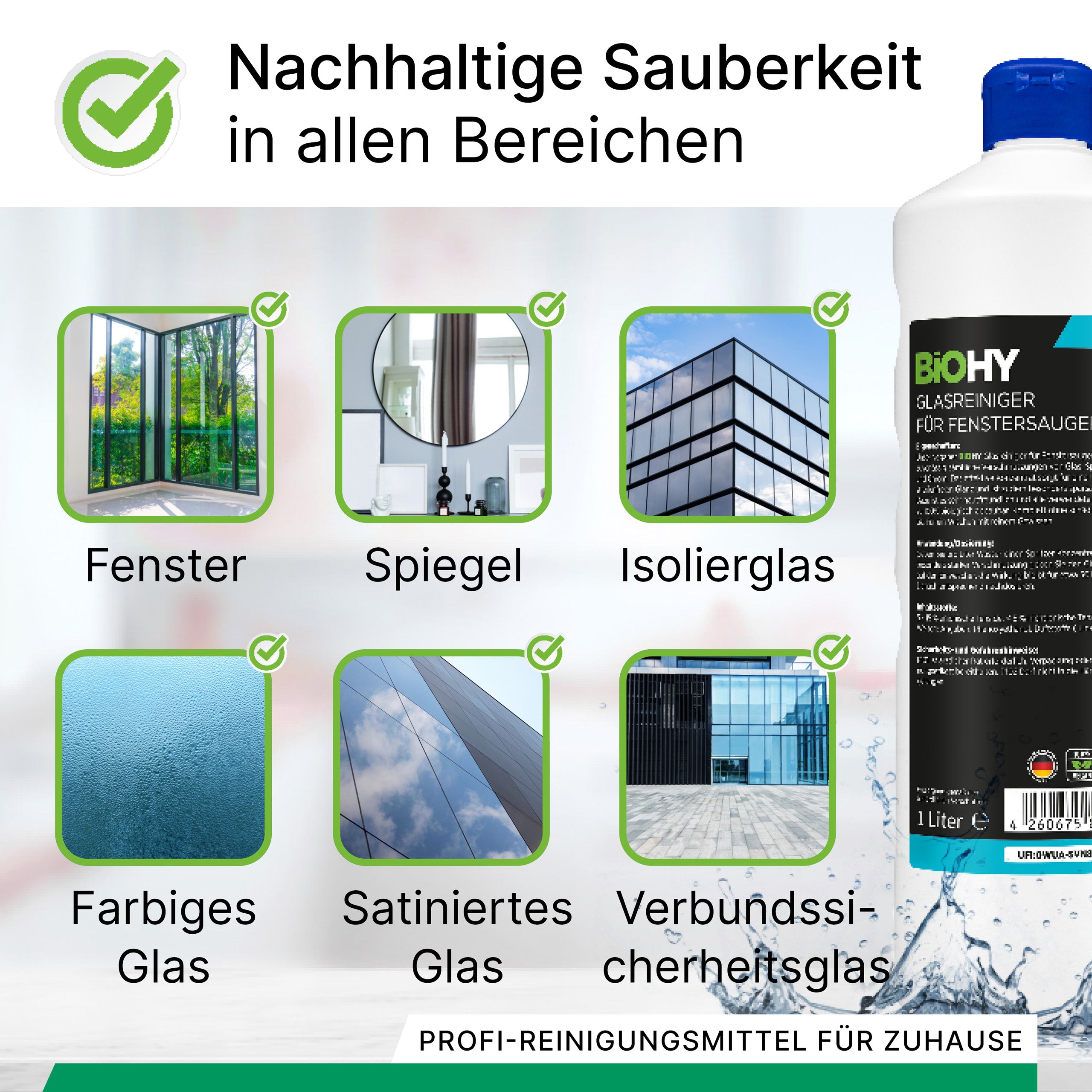 BiOHY glass cleaner for window vacuums, window cleaning agents, glass cleaners, window cleaners