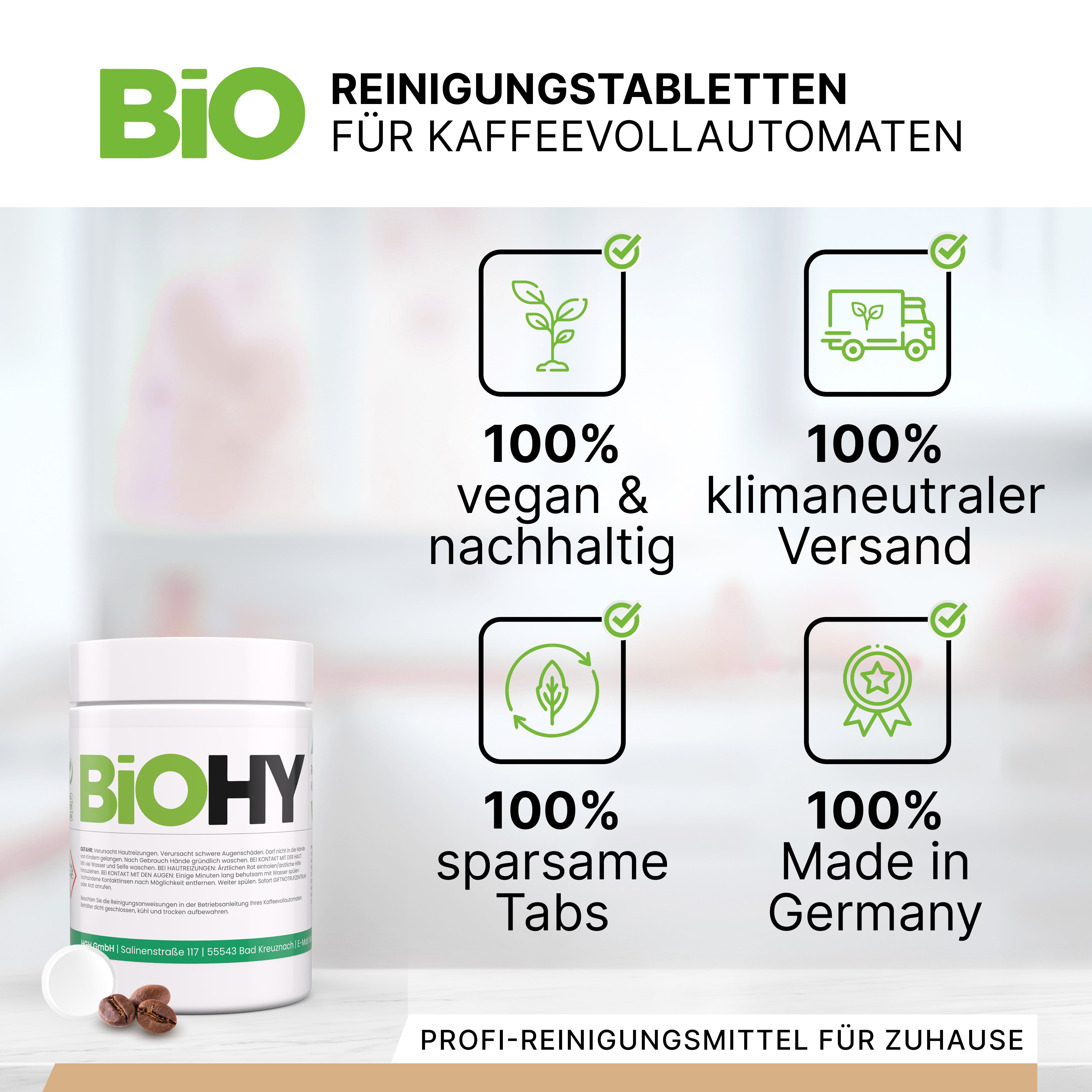 BiOHY cleaning tablets for fully automatic coffee machines, descaling tablets, fully automatic coffee machines descaler, coffee machines cleaning tabs