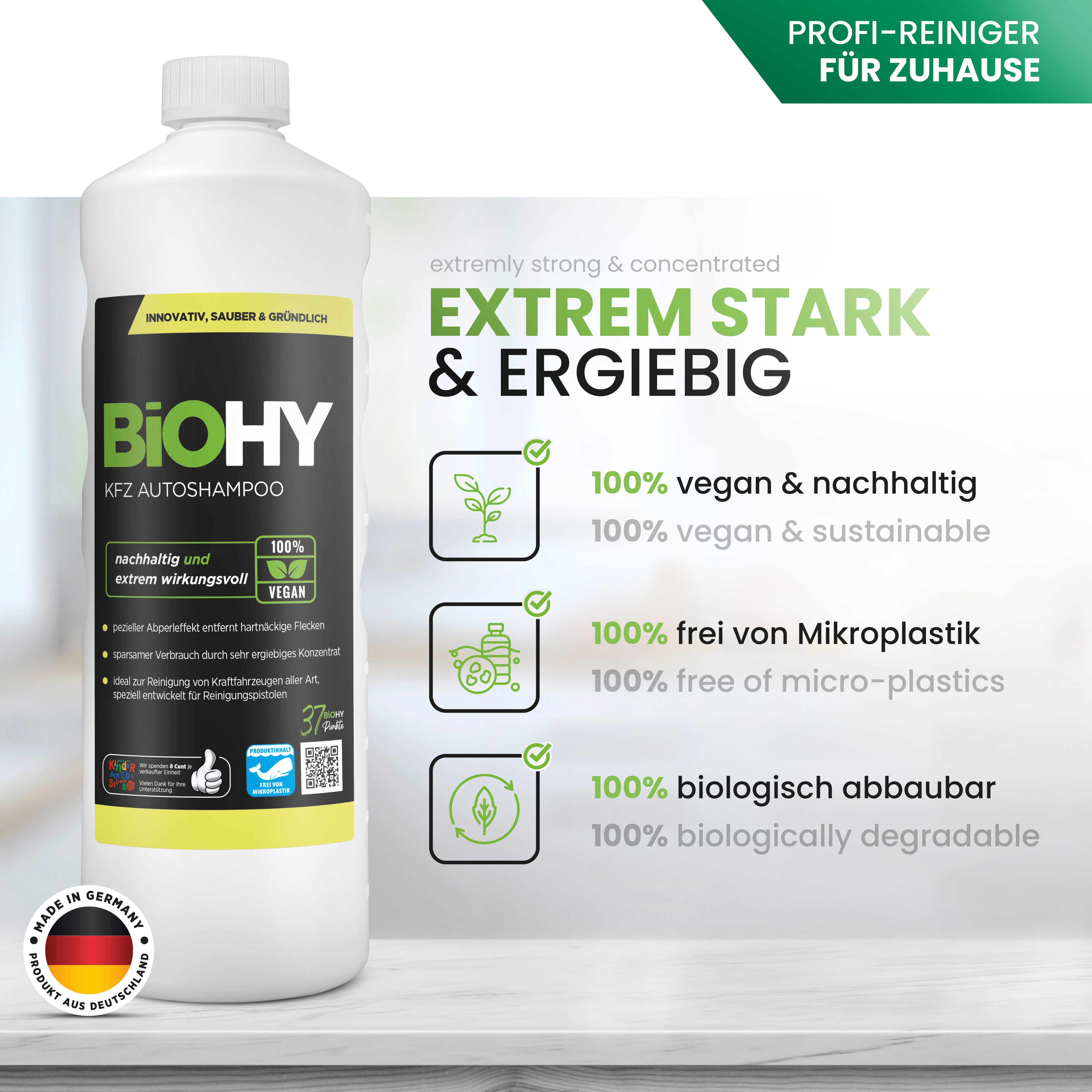 BiOHY shampooing pour voiture, produit de lavage pour voiture, shampooing pour voiture, nettoyant moussant