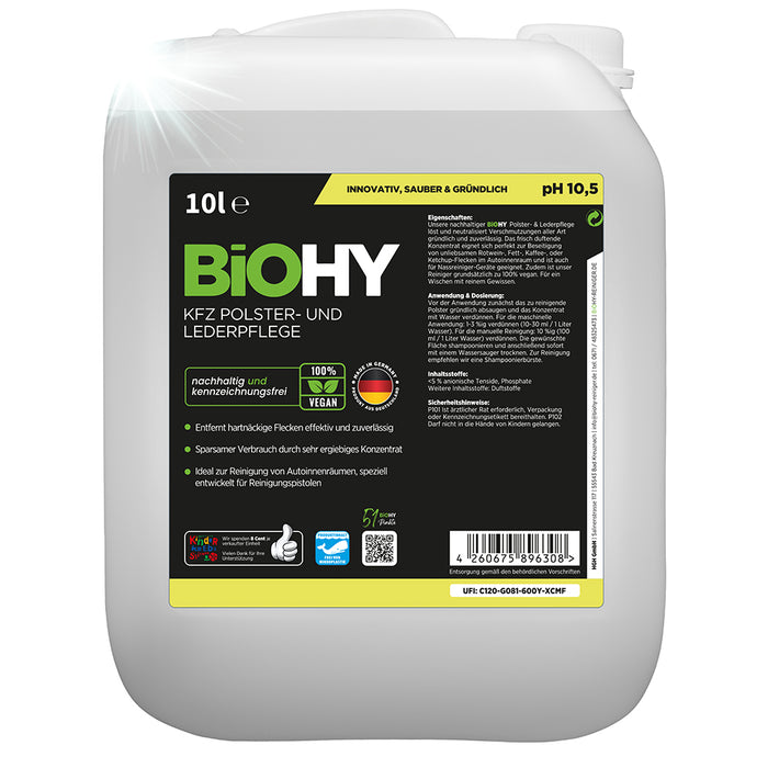 BiOHY Entretien des coussins et du cuir de voiture, Nettoyant pour coussins de voiture, Nettoyant pour sièges de voiture, Entretien de l'habitacle
