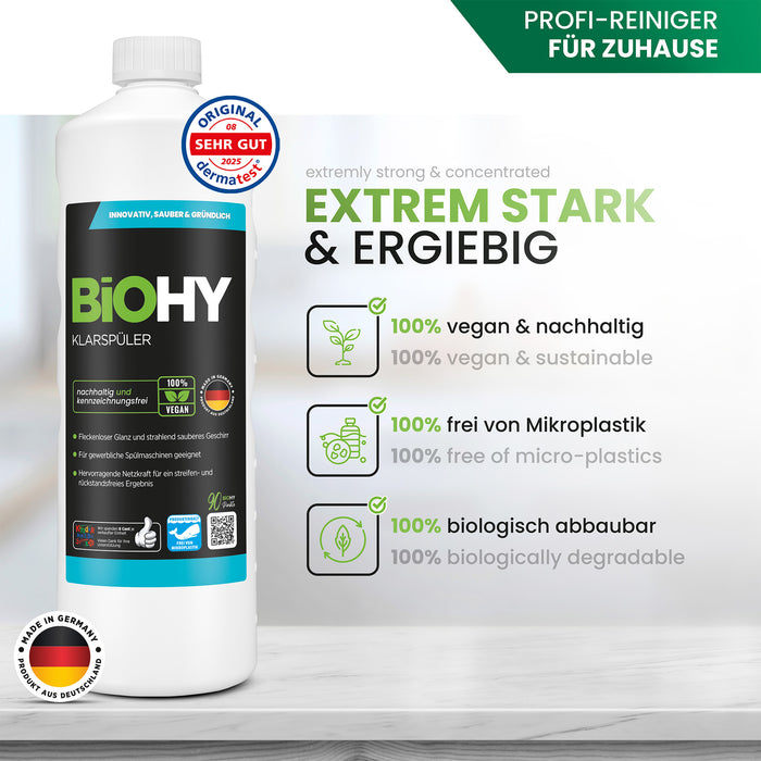 BiOHY produit de rinçage, nettoyant pour verre lave-vaisselle, nettoyant pour lave-vaisselle, nettoyant pour couverts