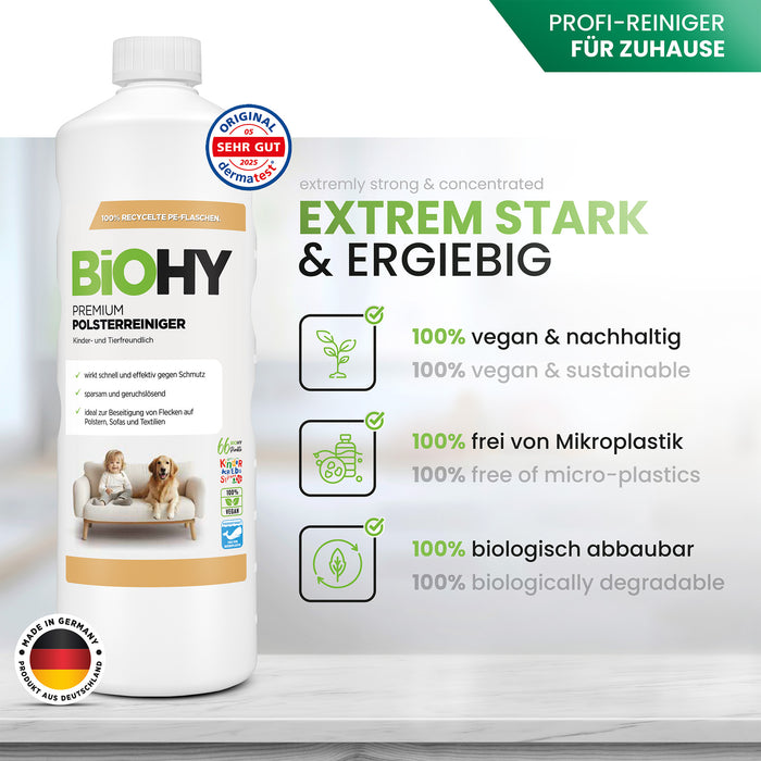 BiOHY Premium nettoyant pour meubles rembourrés, nettoyant pour textiles, nettoyant pour meubles rembourrés, nettoyant pour canapés