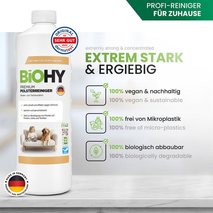 BiOHY Premium nettoyant pour meubles rembourrés, nettoyant pour textiles, nettoyant pour meubles rembourrés, nettoyant pour canapés