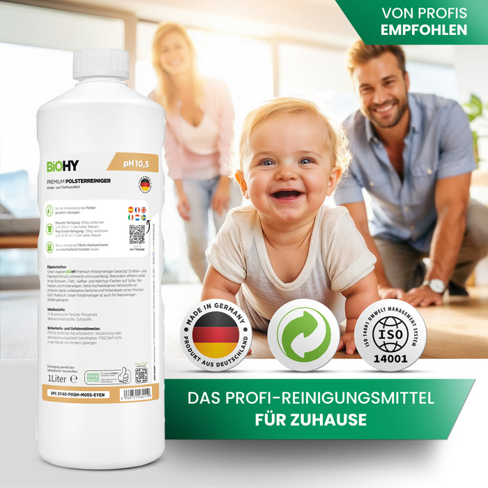 BiOHY Premium Polsterreiniger – entfernt Flecken aus Sofa & Matratze, vegan (Anwendung)