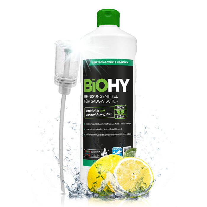 BiOHY détergent pour raclettes aspirantes, nettoyant pour aspirateurs eau et poussières, entretien des sols, nettoyant bio