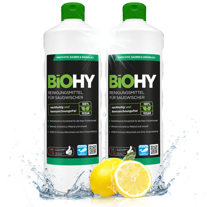 BiOHY détergent pour raclettes aspirantes, nettoyant pour aspirateurs eau et poussières, entretien des sols, nettoyant bio