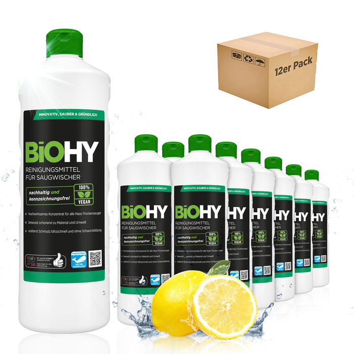 BiOHY détergent pour raclettes aspirantes, nettoyant pour aspirateurs eau et poussières, entretien des sols, nettoyant bio