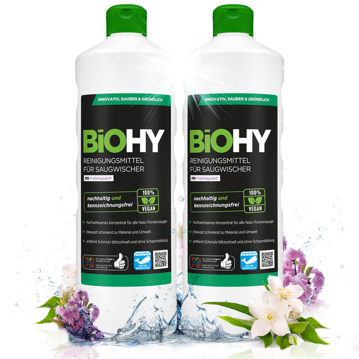 BiOHY détergent pour raclettes aspirantes, nettoyant pour aspirateurs eau et poussières, entretien des sols, nettoyant bio