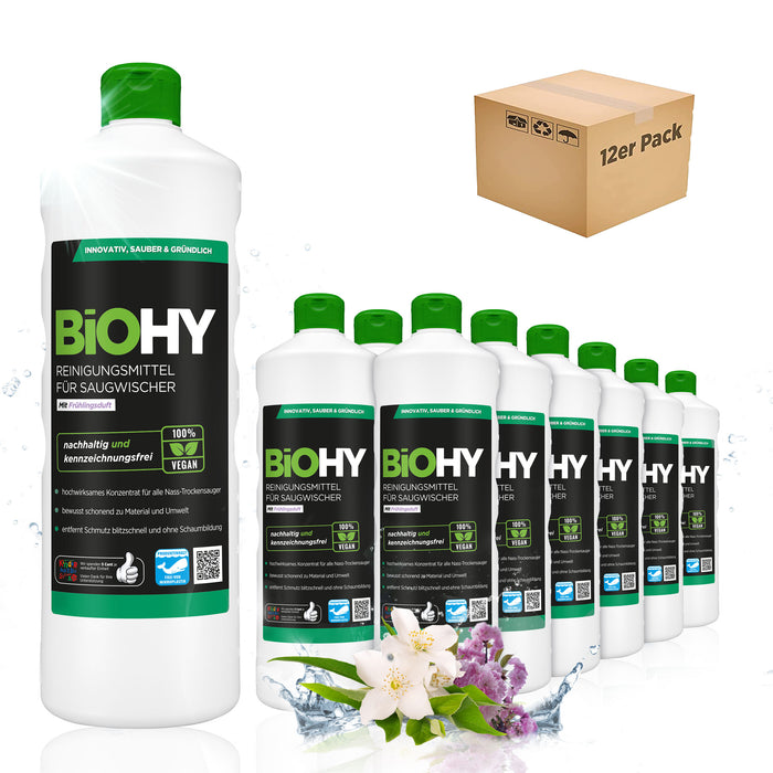 BiOHY détergent pour raclettes aspirantes, nettoyant pour aspirateurs eau et poussières, entretien des sols, nettoyant bio