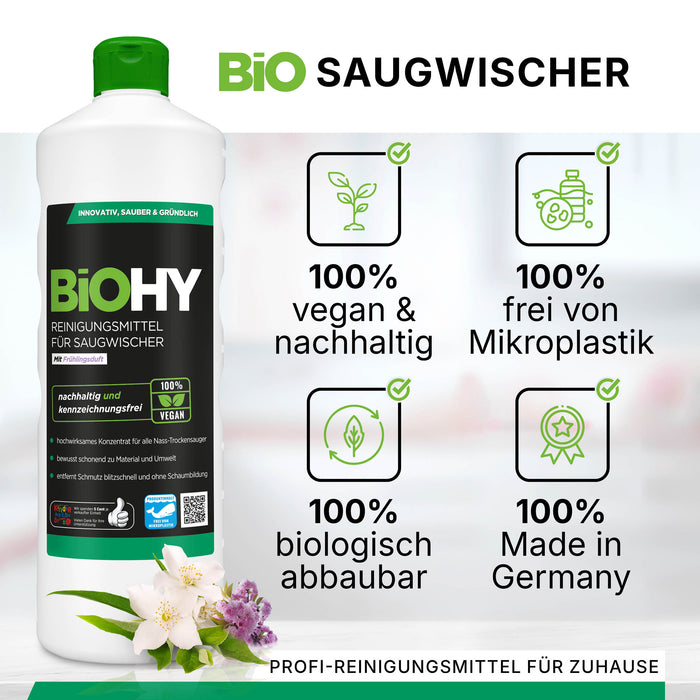 BiOHY détergent pour raclette aspirante 10 litres, aspirateur eau et poussière, entretien des sols, nettoyant brillant, B2B