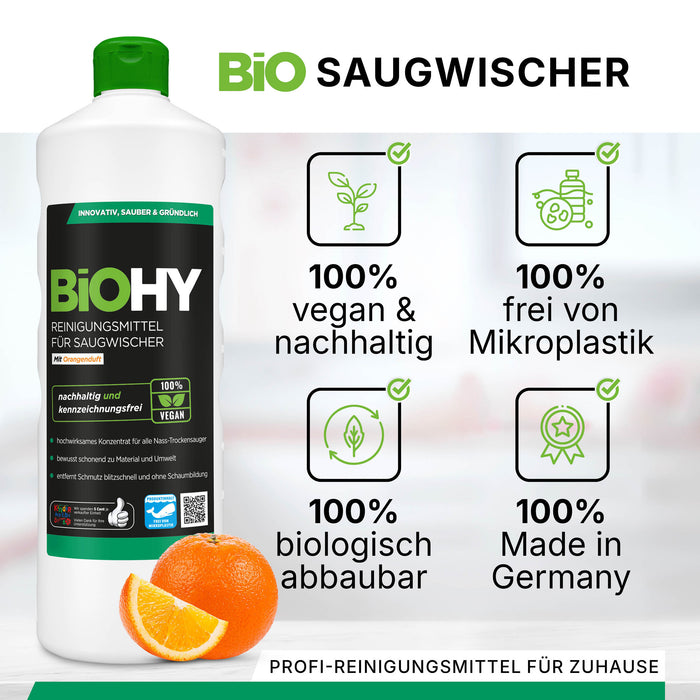 BiOHY détergent pour raclette aspirante 10 litres, aspirateur eau et poussière, entretien des sols, nettoyant brillant, B2B